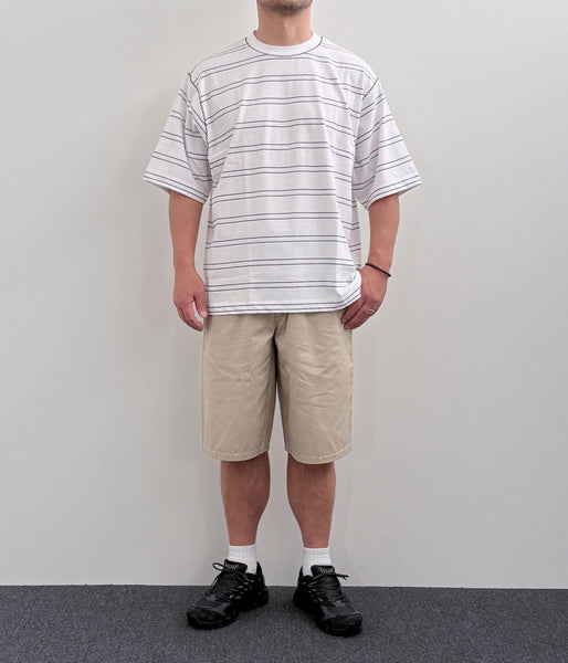 LQQK Studio/BORDER STITCH TEE (WHITE NAVY)