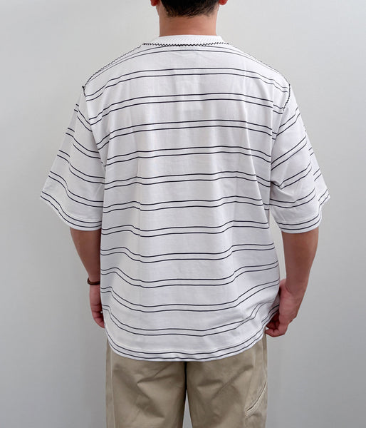 LQQK Studio/BORDER STITCH TEE (WHITE NAVY)