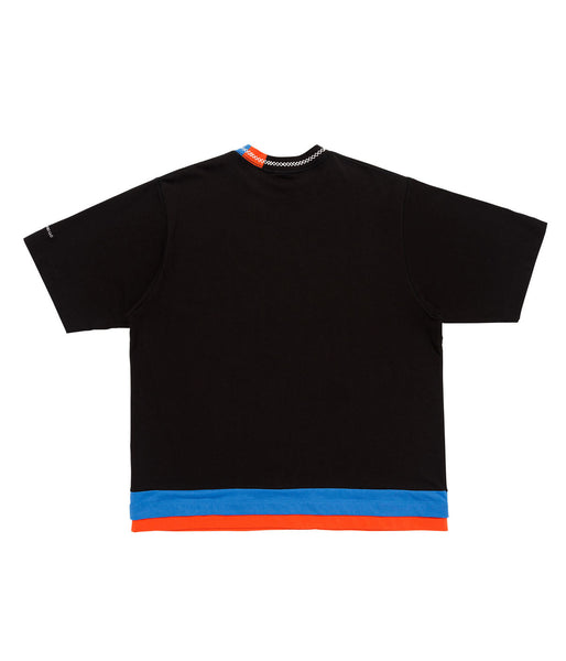 LQQK Studio/BORDER STITCH TEE (BLACK BLUE ORANGE)