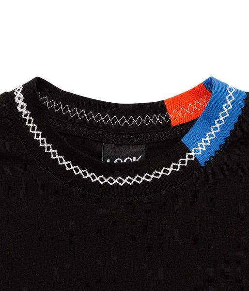 LQQK Studio/BORDER STITCH TEE (BLACK BLUE ORANGE)
