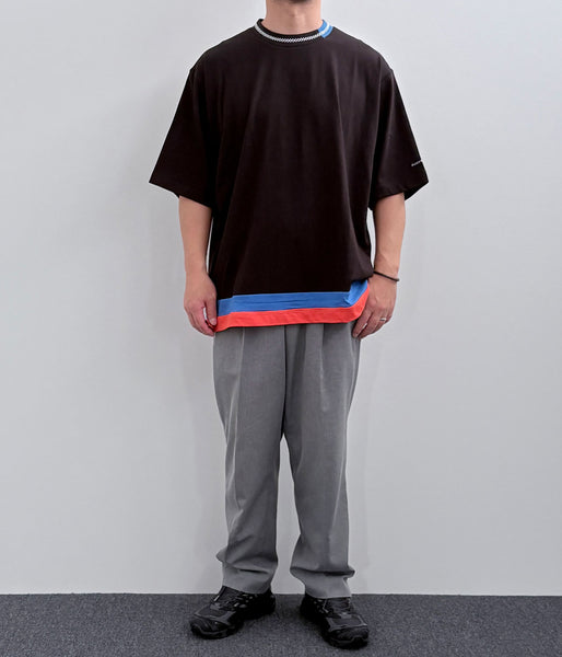 LQQK Studio/BORDER STITCH TEE (BLACK BLUE ORANGE)
