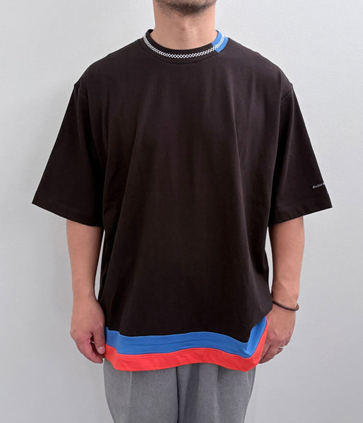 LQQK Studio/BORDER STITCH TEE (BLACK BLUE ORANGE)