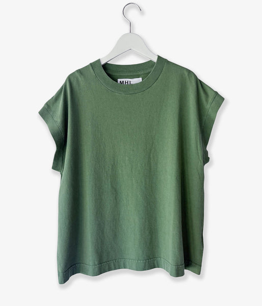 MHL./FADED ROUGH COTTON JERSEY TOP WOMENS (GREEN)