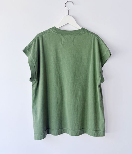 MHL./FADED ROUGH COTTON JERSEY TOP WOMENS (GREEN)