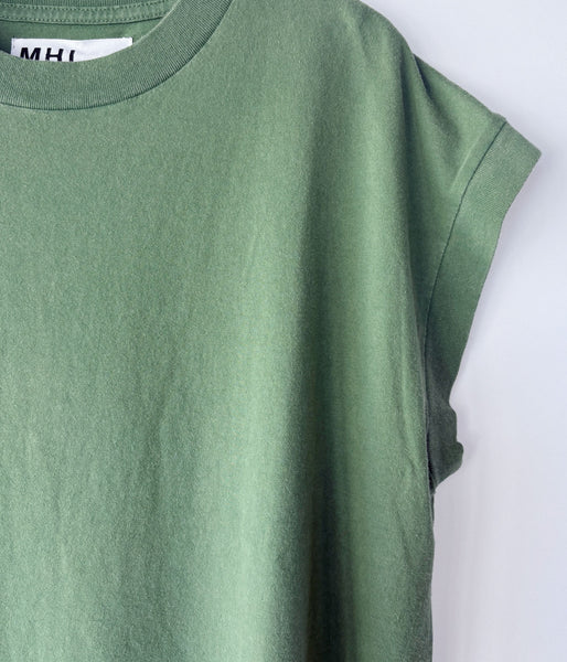 MHL./FADED ROUGH COTTON JERSEY TOP WOMENS (GREEN)