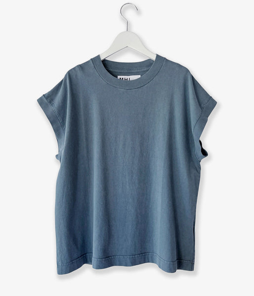 MHL./FADED ROUGH COTTON JERSEY TOP WOMENS (MID GREY)