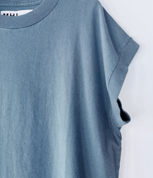 MHL./FADED ROUGH COTTON JERSEY TOP WOMENS (MID GREY)
