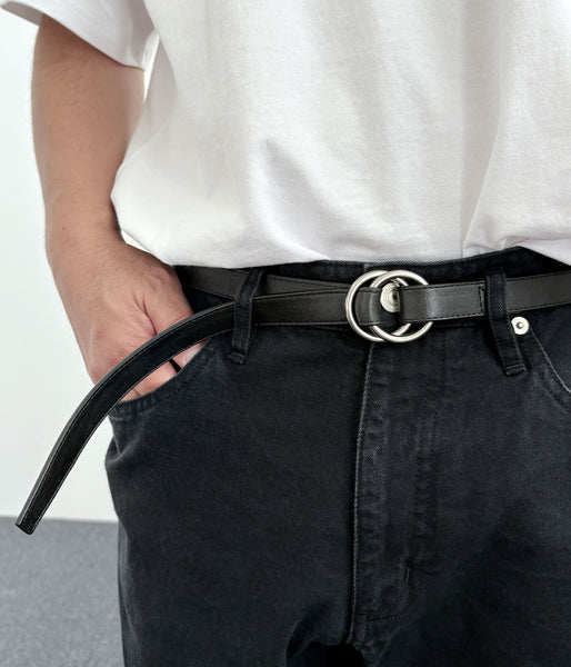 nonnative/RANCHER RING BELT COW LEATHER (BLACK)