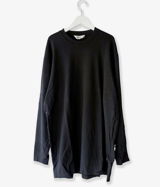 DIGAWEL/L/S T-shirt (Garment dye) (BLACK)