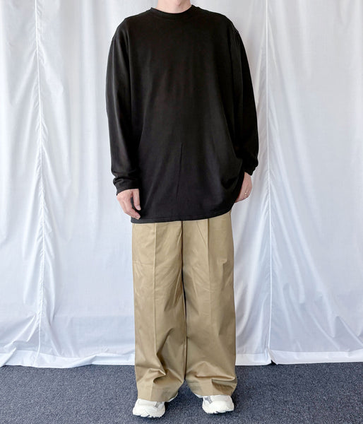 DIGAWEL/L/S T-shirt (Garment dye) (BLACK)