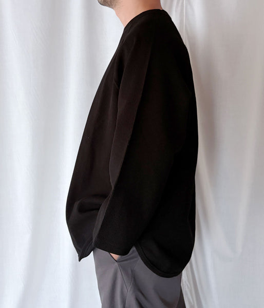 blurhms ROOTSTOCK/ROUGH&SMOOTH THERMAL BASEBALL RAGLAN TEE (BLACK)