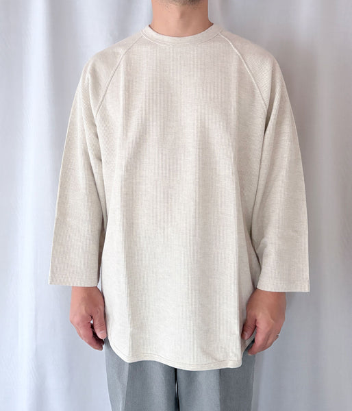 blurhms ROOTSTOCK/ROUGH&SMOOTH THERMAL BASEBALL RAGLAN TEE (HEATHER OATMEAL)