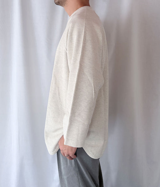 blurhms ROOTSTOCK/ROUGH&SMOOTH THERMAL BASEBALL RAGLAN TEE (HEATHER OATMEAL)