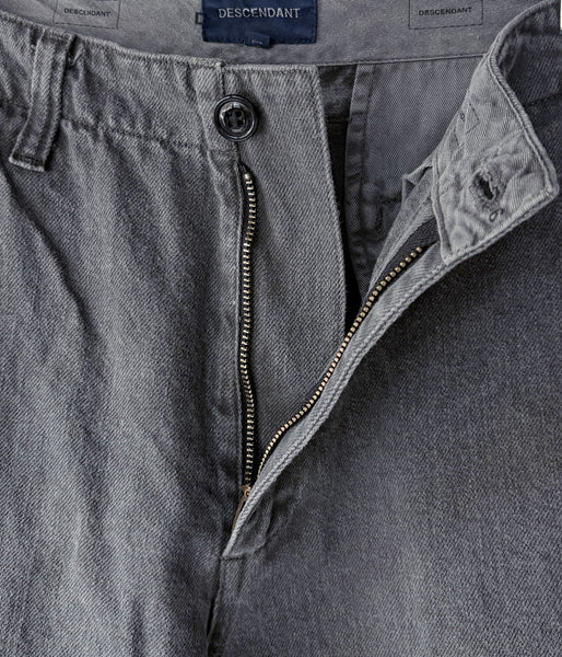 DESCENDANT/DC-6 TWILL TROUSERS PIGMENT DYE (BLACK)