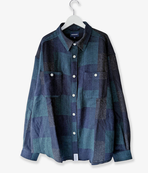 DESCENDANT/VANNING PLAID LS SHIRT (GREEN)