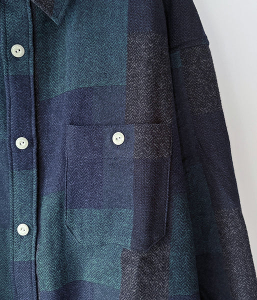 DESCENDANT/VANNING PLAID LS SHIRT (GREEN)
