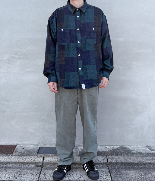 DESCENDANT/VANNING PLAID LS SHIRT (GREEN)
