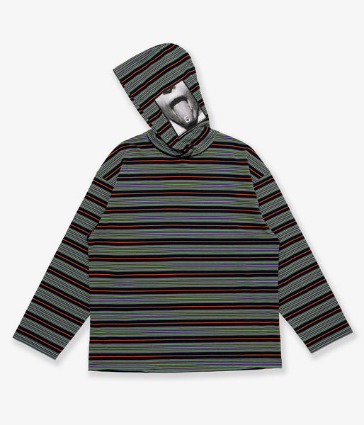 LQQK Studio/MULTI BORDER HOODED L/S TEE SEXHIPPIES COLLABORATION (MULTI BLACK)