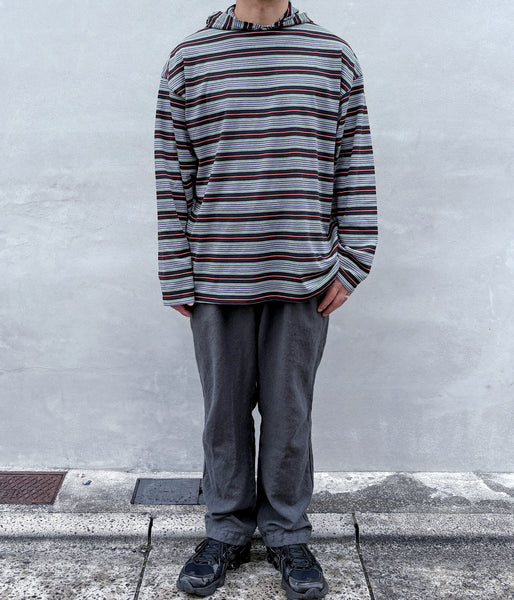 LQQK Studio/MULTI BORDER HOODED L/S TEE SEXHIPPIES COLLABORATION (MULTI BLACK)