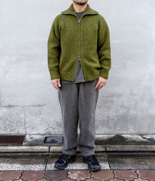 nonnative/HIKER HIGH NECK ZIP BLOUSON WOOL BOUCLE KNIT (OLIVE)
