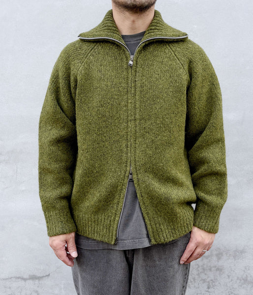 nonnative/HIKER HIGH NECK ZIP BLOUSON WOOL BOUCLE KNIT (OLIVE)