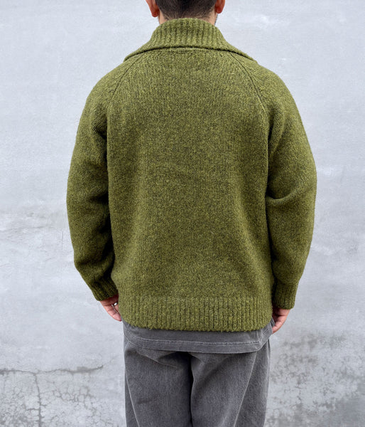 nonnative/HIKER HIGH NECK ZIP BLOUSON WOOL BOUCLE KNIT (OLIVE)