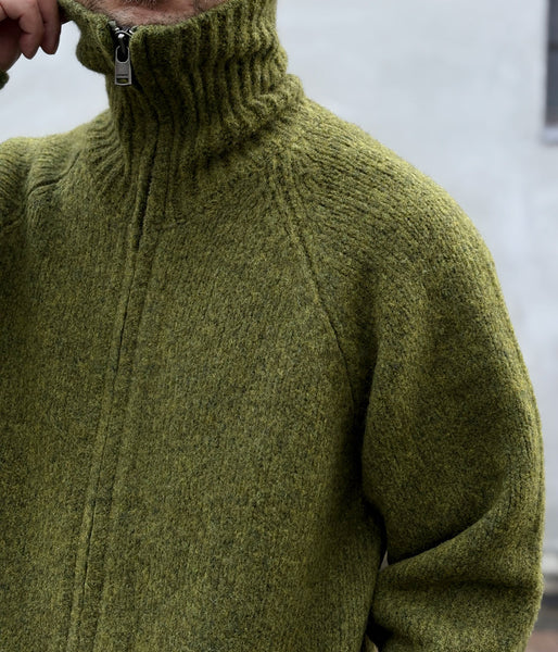 nonnative/HIKER HIGH NECK ZIP BLOUSON WOOL BOUCLE KNIT (OLIVE)