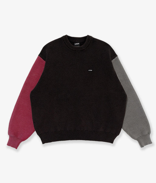 LQQK Studio/WAFFLE KNIT CREW (BLACK)