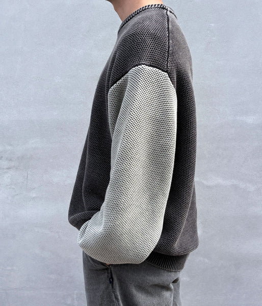 LQQK Studio/WAFFLE KNIT CREW (BLACK)