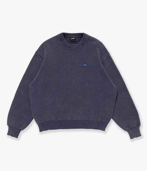 LQQK Studio/WAFFLE KNIT CREW (BLUE)
