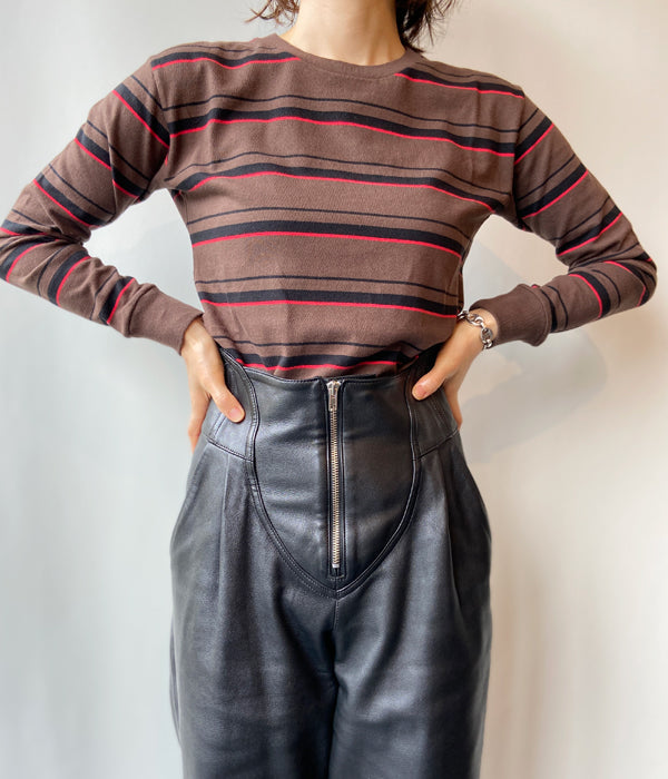 FUMIKA_UCHIDA/BODER LONG-SLEEVE TIGHT TOP(BROWN/BLK/ORG)