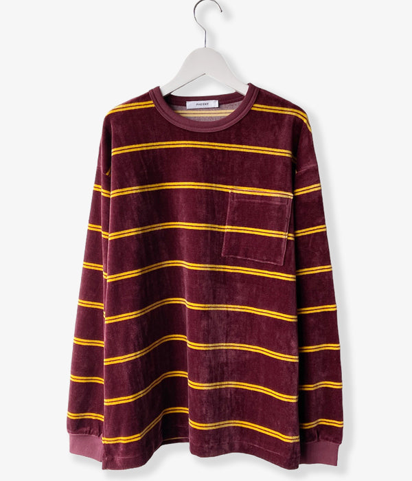 PHEENY/VELOURS BORDER L/S(BURGUNDY)