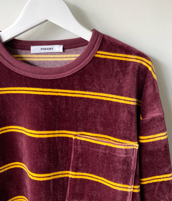 PHEENY/VELOURS BORDER L/S(BURGUNDY)