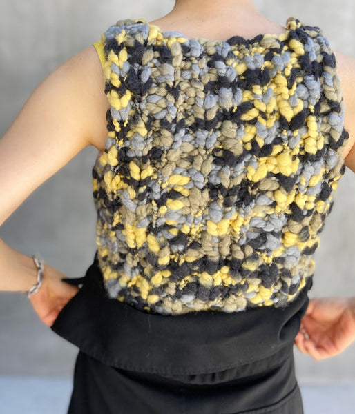 FUMIKA_UCHIDA/SPACE DYED HAND KNITTED VEST(GRY×BEIGE×YEL)