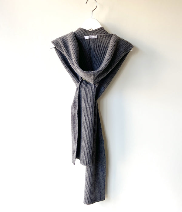 PHEENY/WOOL KNIT HOODED SCARF