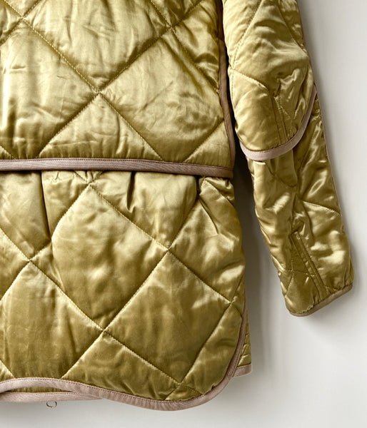 FUMIKA_UCHIDA/QUILTED SATIN BOMBER MINI DRESS REMOVABLE SLEEVES(GOLD)