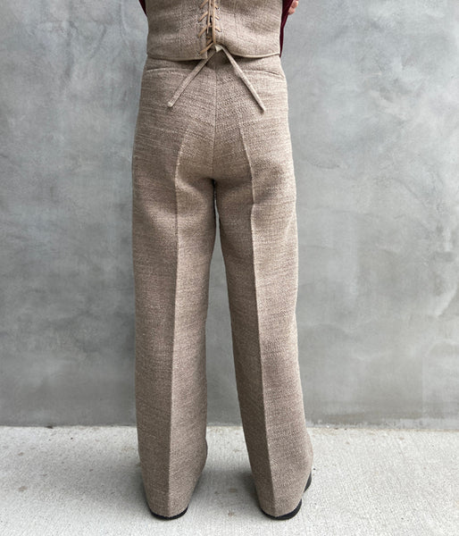 WRYHT/KNOTTED BACK PLEATED TROUSER(DUNE)