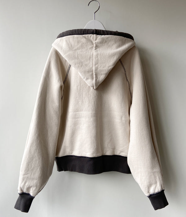 FUMIKA_UCHIDA/2-TONE PULLOVER HOODIE(CHARCOAL)