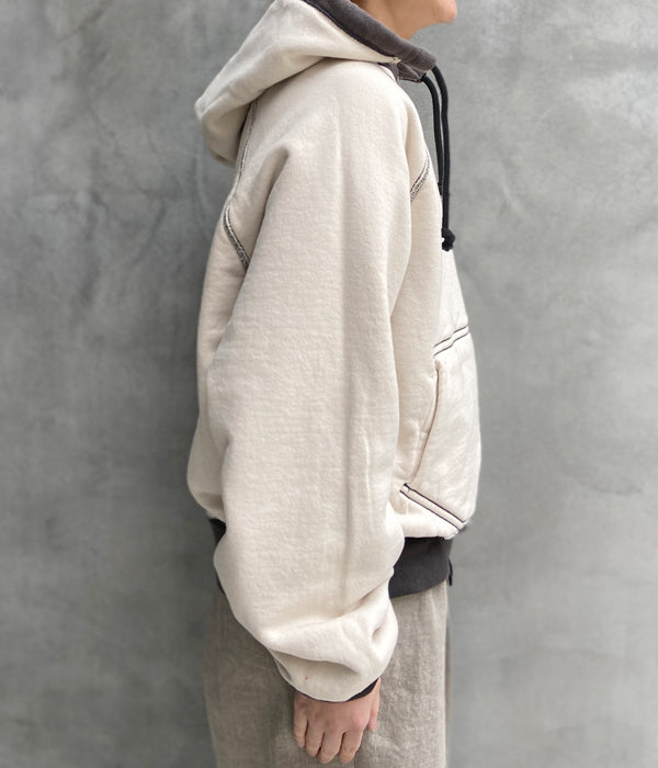 FUMIKA_UCHIDA/2-TONE PULLOVER HOODIE(CHARCOAL)