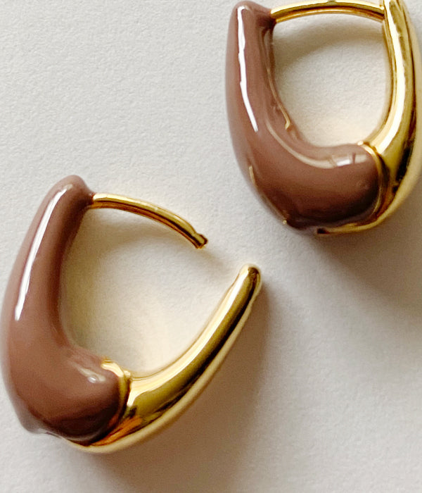 R.ALAGAN/DIPPED TINY TINY PUFFY HOOPS(RED BROWN/GOLD)
