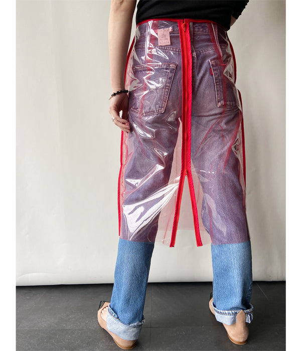 FUMIKA_UCHIDA/VINYL/TULLE BACK ZIPPED MIDI SKIRT(RED)