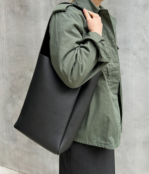 Aeta/PEBBLE GRAIN LEATHER SHOULDER S (BLACK)