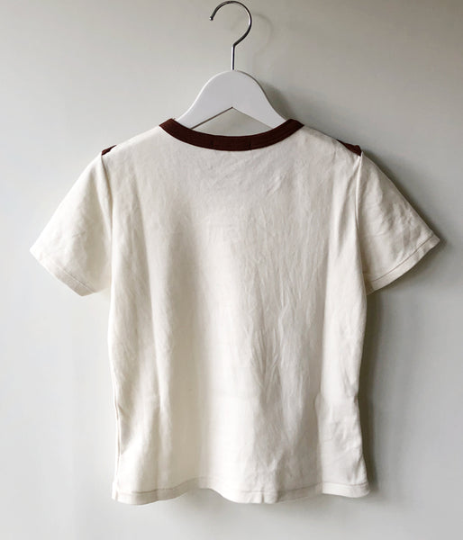 FUMIKA_UCHIDA/TRIMMED DOUBLE-NECK TEE(OFFWHITE/BROWN)