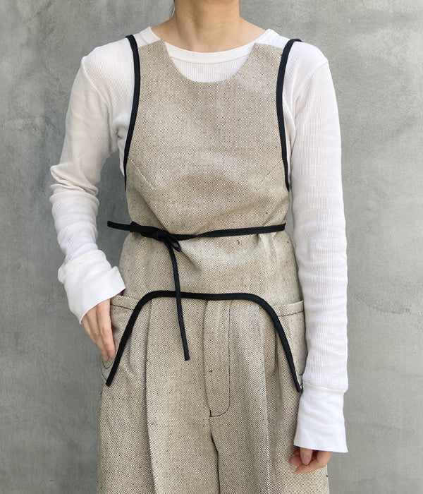 FUMIKA_UCHIDA/CHAMBRAY APRPN TOP(OFFWHITE/BLACK)