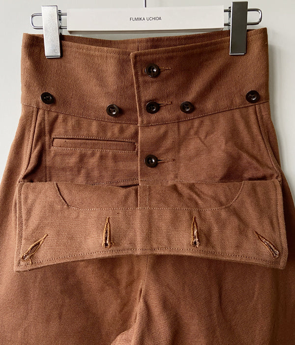 フミカウチダ CANVAS HIGH WAIST SAILOR PANTS FUMIKA_UCHIDA/CANVAS HIGH-WAIST SAILOR PANTS(BROWN)