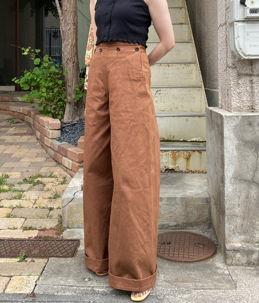 FUMIKA_UCHIDA/CANVAS HIGH-WAIST SAILOR PANTS(BROWN)