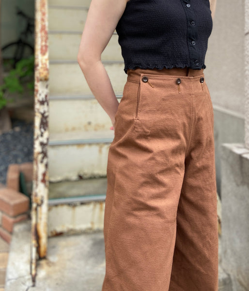 FUMIKA_UCHIDA/CANVAS HIGH-WAIST SAILOR PANTS(BROWN)