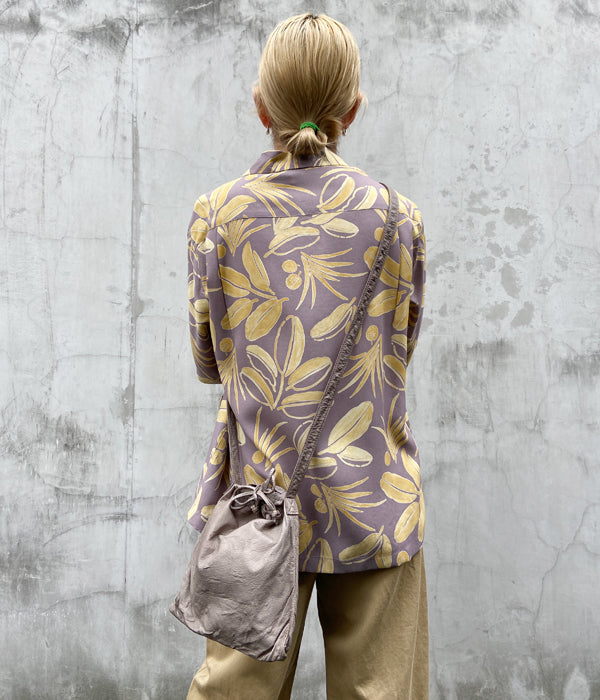 Aeta/DOUBLE FACED DRAWSTRING SHOULDER S(GRAY BEIGE)