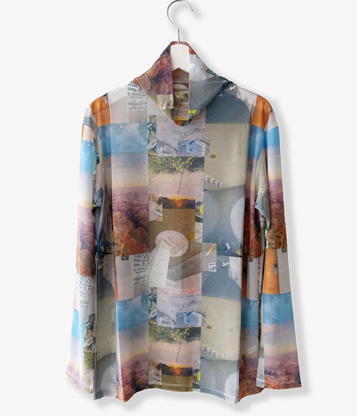 PHEENY/PRINT JERSEY DRAPE NECK(MULTI)