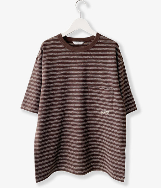 PHEENY/MULTI BORDER POCKET TEE(BROWN)